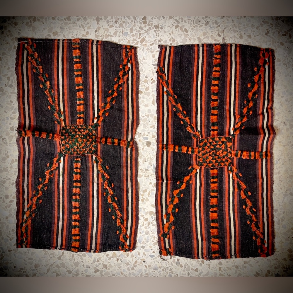 Matching Pair of Beautiful Traditional Berber Embroidered Panels - One of a Kind